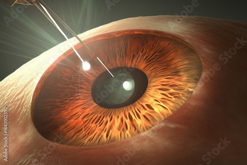 Close-Up View of Eye Surgery with Laser Treatment on Cornea