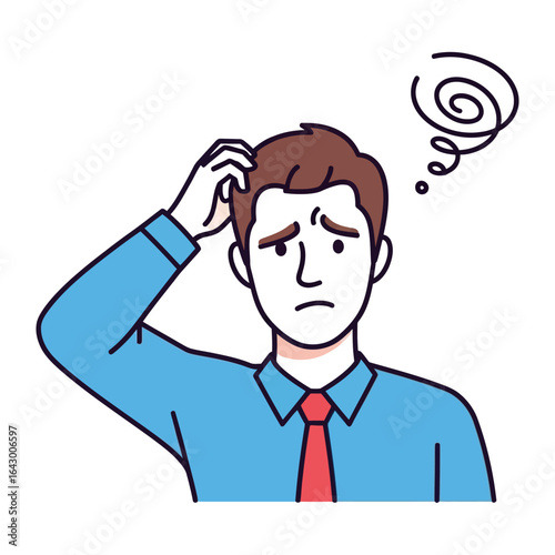 Pensive Thought: A Man grappling with complex thoughts. A captivating illustration of thoughtful contemplation.