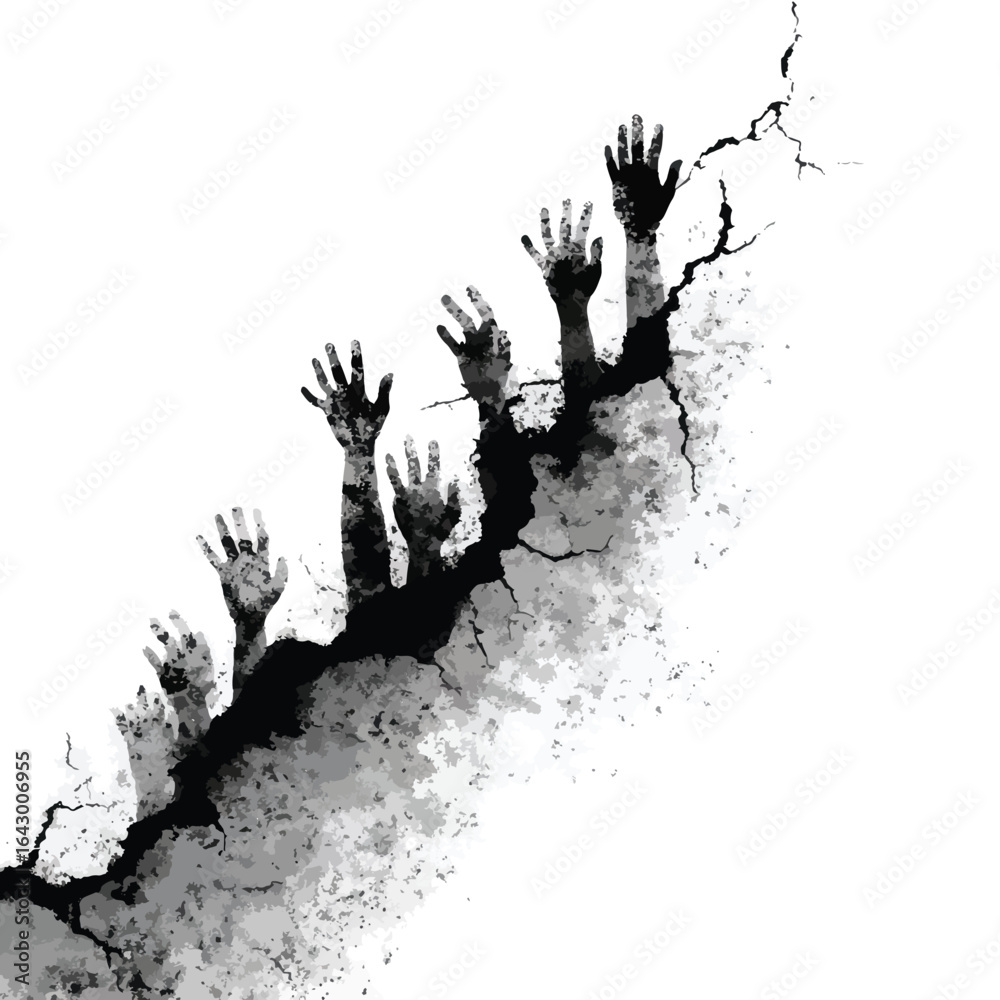 Obraz premium Vector silhouette set of Halloween Wall Cracks in Human Shape isolated in White background, silhouette Set, Halloween theme, Vector illustration 