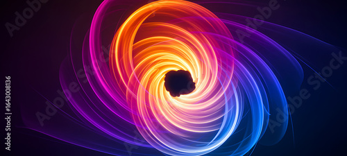 Stunning vibrant energy vortex in warm orange to cool purple hues, perfect for modern technology backgrounds