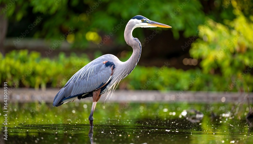 Fototapeta premium Heron wading in shallows