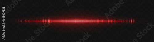 Soundwave. Thin light stripe with soft glow and frequency rhythm on transparent background. Ideal for voice, audio, pulse, signal or waveform interface.