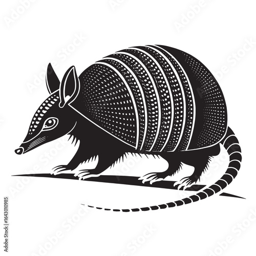 black armadillo Silhouette Vector, High Quality Illustration on White Background