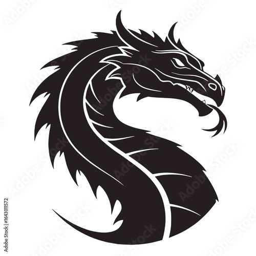black basilisk mythical  Silhouette Vector, High Quality Illustration on White Background