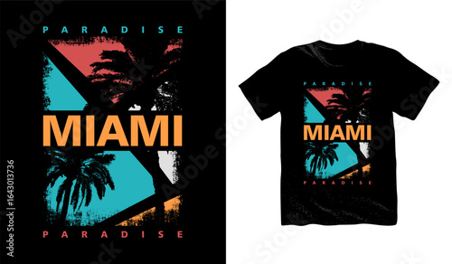 Miami Paradise t-shirt design. palm trees silhouette t shirt design. t-shirt design vector for print logo design vector illustration. quotes for t shirt