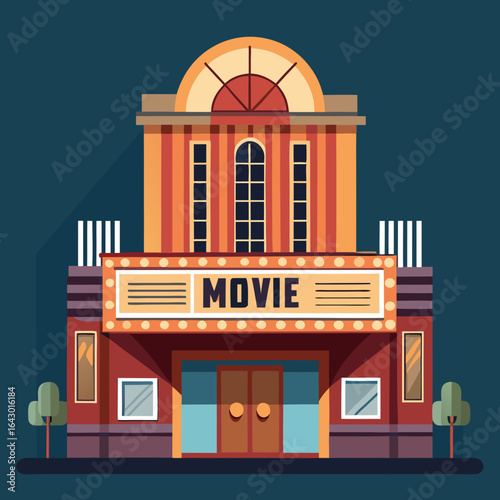 Movie Theater Building Vector Illustration