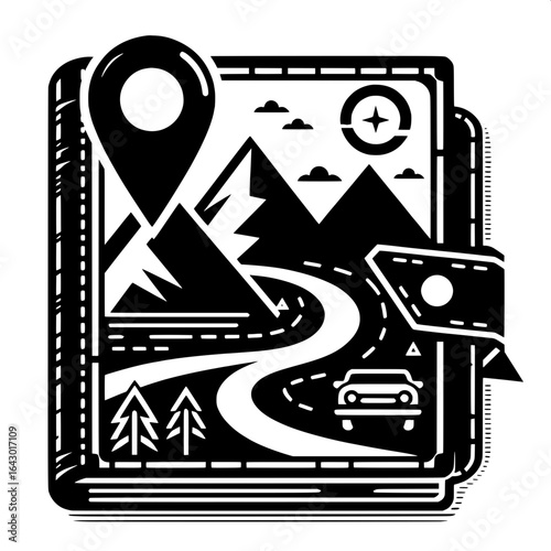 Folded Map with Pin Icon