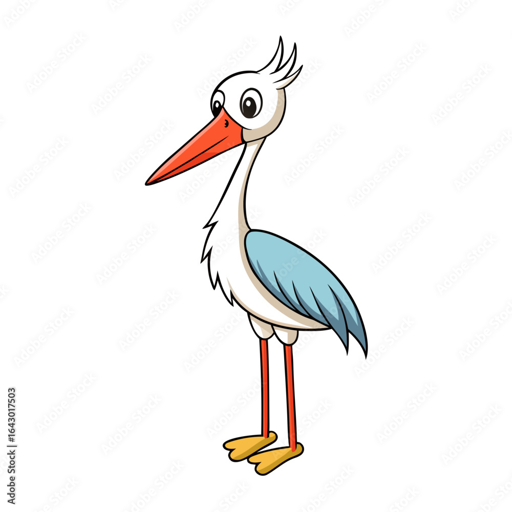 Fototapeta premium Cartoon Stork Vector Illustration