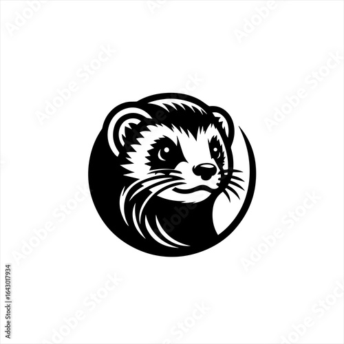 Ferret head logo black and white graphic design