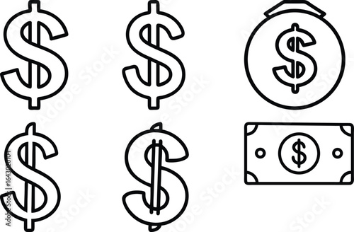 Financial Icons Money Currency Dollar Sign Business Success Wealth