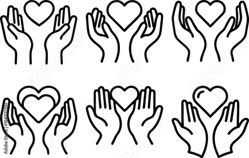 Caring Hands Holding Heart Love Charity Donation Graphic