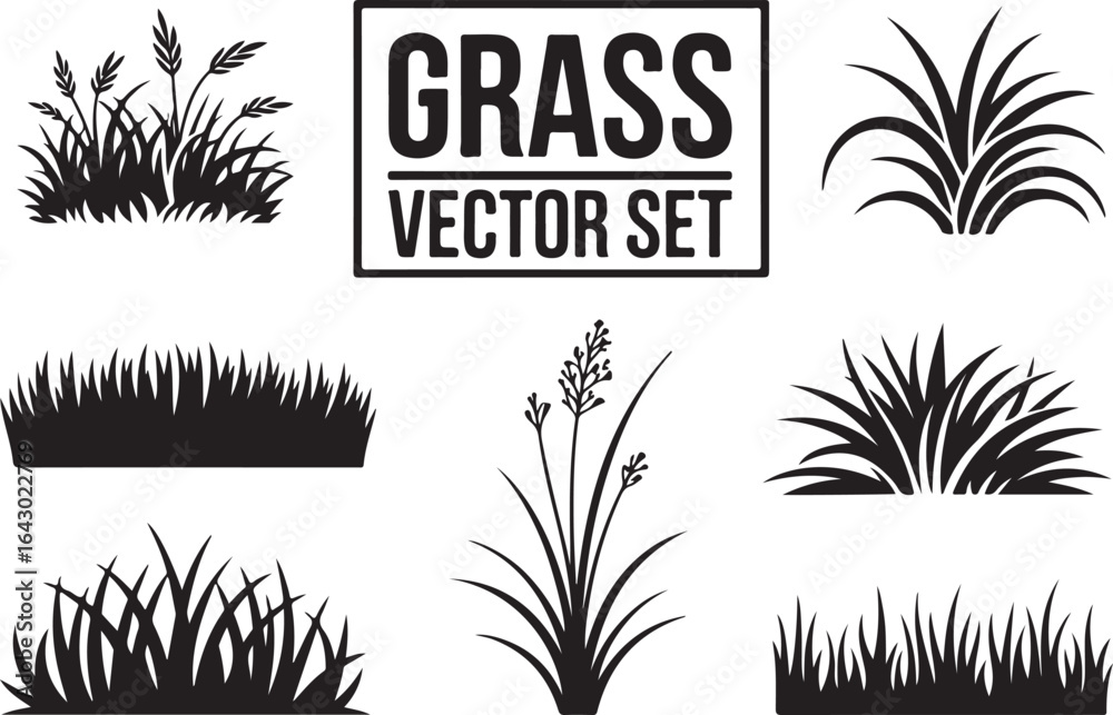 Obraz premium Fresh green grass silhouettes for natural designs