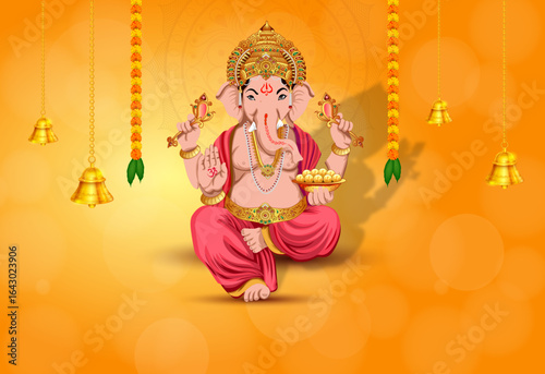 Illustration of happy Ganesh Chaturthi the festival of India , creative vector illustration design , Happy Ganesh Chaturthi India.