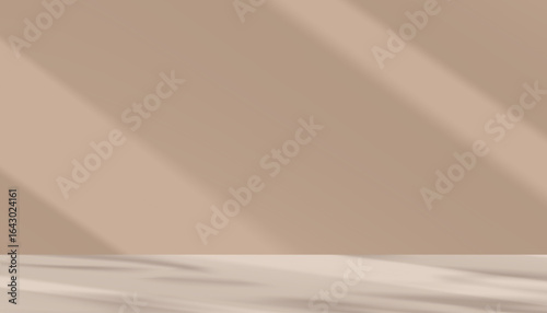 Brown Background for Autumn Banner,Blur gardeint light,shadow on wall studio background for product display,Vector 3D Beige Backdrop podium stand for Fall