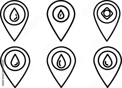 Location Icons Set Map Pin GPS Navigation App UI Design