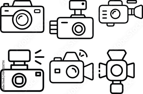 Photography Equipment Icons Digital Camera Video Camera Gadgets