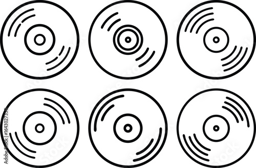 Vinyl Record Icons Music Collection Retro Design Elements