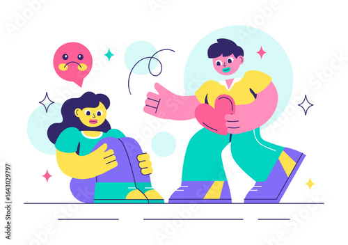 Emotional Intelligence Vector Illustration featuring Controlling Feelings and Emotions with Logical Thinking, Empathy, Social Skills and Mental Health