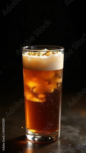 Wallpaper Mural Macro High-Resolution Close-Up of Luxury Sparkling Cold Brew Coffee with Edible Gold Flakes in Crystal Glass – E-commerce & Editorial Ready, Dramatic Warm Lighting, Textured Foam & Carbonation Detail Torontodigital.ca