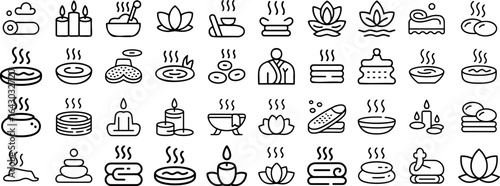 Hot Spring and Spa Icon set, spa effect outline vector icon from wellness collection for web spa, signs, graphic, tub, silhouette, wellness and more vector illustration