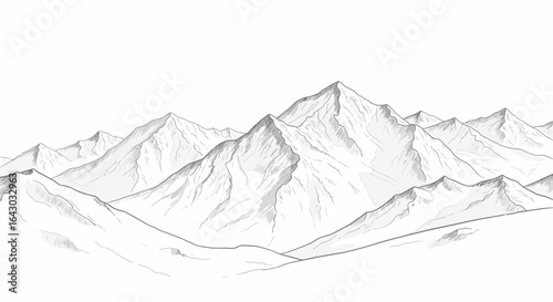 Detailed mountain range landscape illustration with varying peak heights