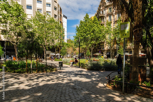 Canvas Print Der Superblock Eixample, autofreier und für Fußgänger geöffneter Bereich in der