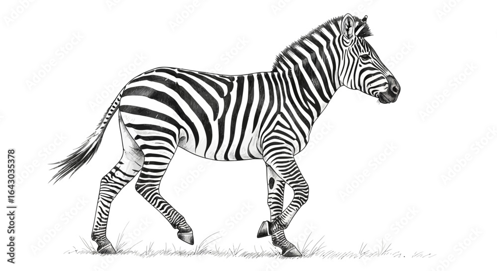 Obraz premium Elegant zebra illustration in black and white for graphic design elements