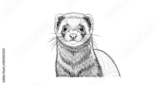 Elegant weasel monochrome artwork showcasing detailed fur and gentle gaze