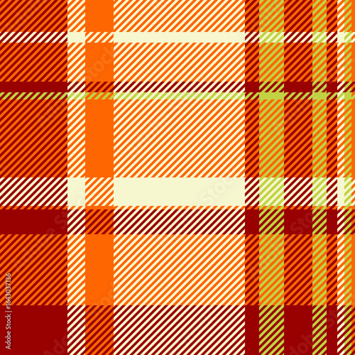 Vibrant autumnal plaid pattern in warm oranges, reds, and creams.  Perfect for fallthemed designs, textile prints, or website backgrounds.