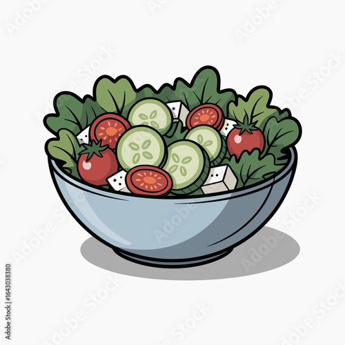 Fresh Garden Salad Bowl with Vegetables and Feta