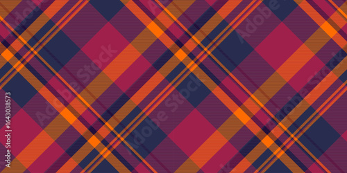 Colorful plaid pattern background, angled lines. Warm hues, suitable for textile, design, or abstract backdrop. Use for festive visuals.