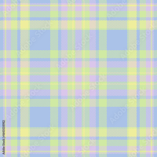 Pastel plaid pattern in soft blue, yellow, and lavender hues.  Ideal for textile design, scrapbooking, or as a delicate background.