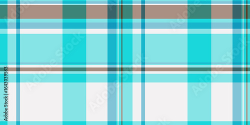 Cutout background pattern fabric, smooth plaid textile seamless. Fuzzy vector texture check tartan in cyan and white colors.