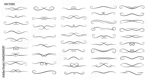 Collection of decorative, hand-drawn dividers and flourishes.