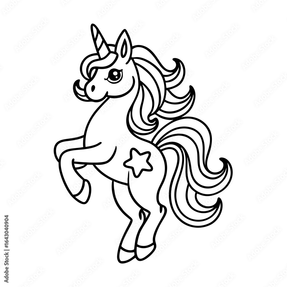 Fototapeta premium printable unicorn blowing sparkles black outline