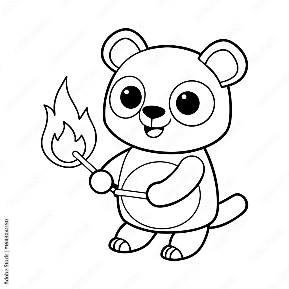 Obraz premium printable bear holding a balloon black outline
