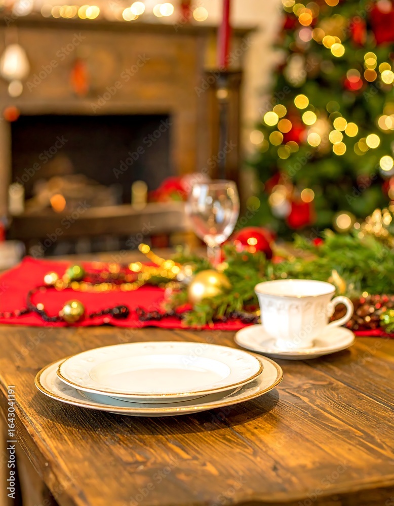 Fototapeta premium Christmas holiday table setting