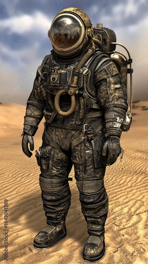 Fototapeta premium Worn Spacesuit in a Desert Landscape