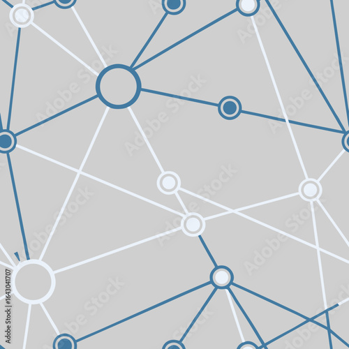 Abstract seamless pattern of connected nodes on gray background, tech network wallpaper design