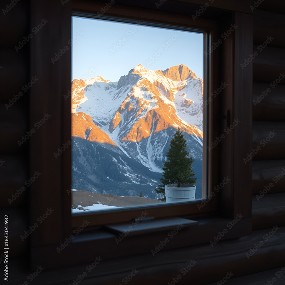 Fototapeta premium mountain hut window isolated