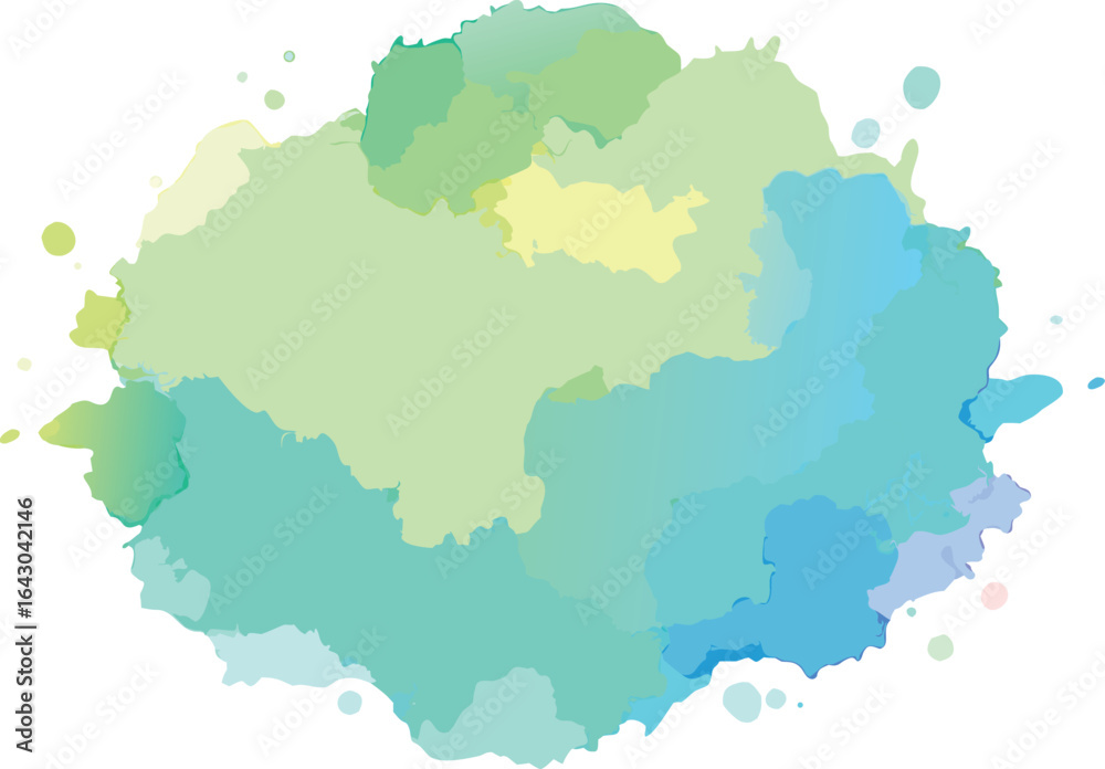 Obraz premium Light Green and Blue Watercolor Splatter with Soft Color Transitions abstract background