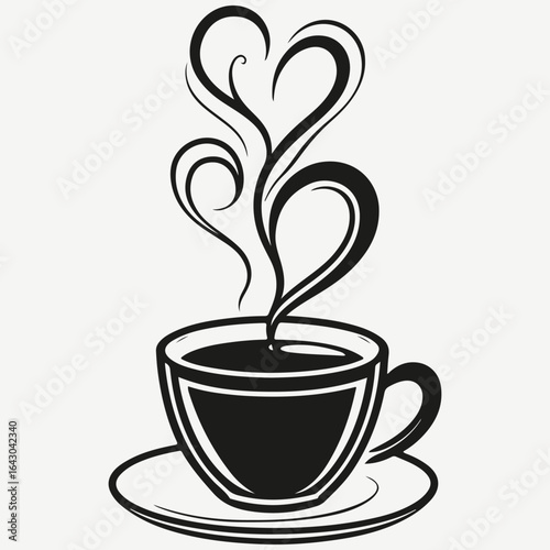 coffee cup with heart sketch illustration vector