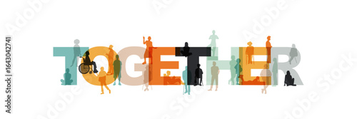 Together banner. Different people together. Modern design.	