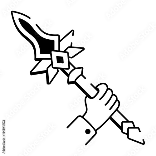 A doodle style icon of spear pointed combat weapon
