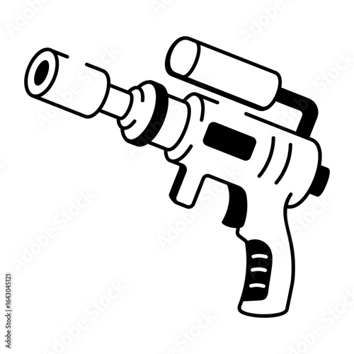 Hand drawn style icon depicting flame gun