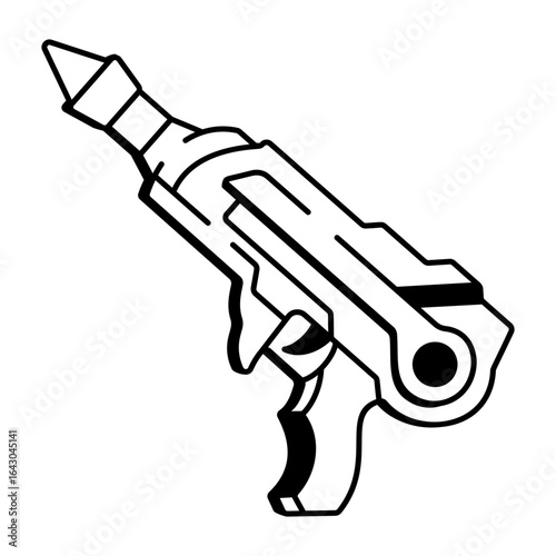 A doodle style icon of laser blaster gun 

