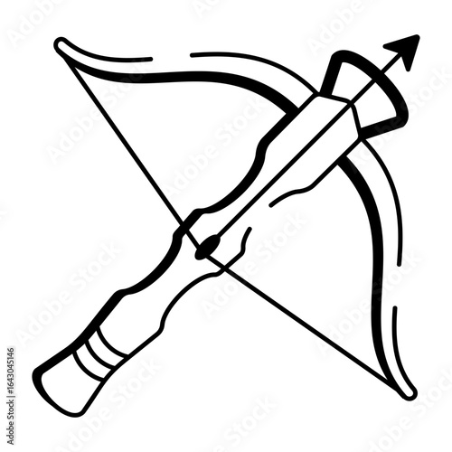 A hand drawn style icon depicting crossbow archery weapon
