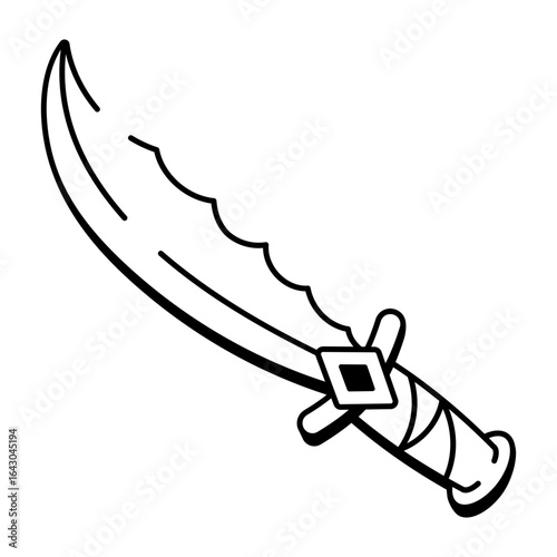 A sketchy style icon showing battle sword
