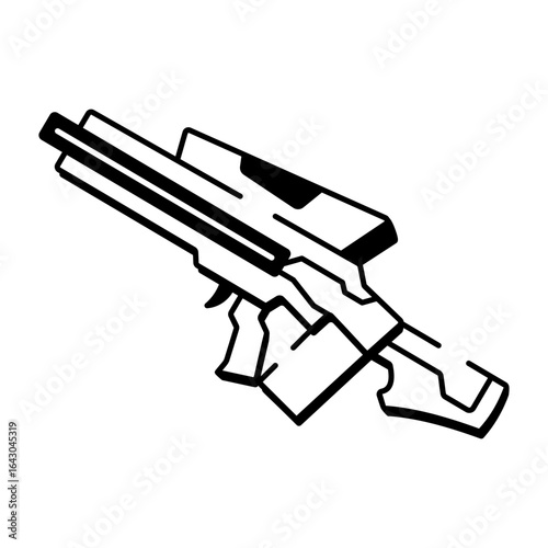 A hand drawn style icon showing laser shotgun
