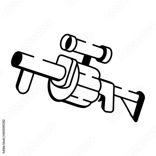 A hand drawn style icon showing grenade launcher

